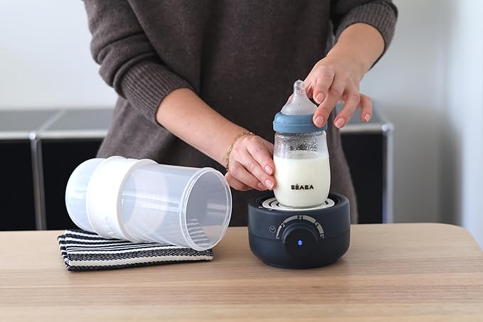 BEABA Fast Baby Bottle Warmer, Baby Food Warmer, Warm Infant Formula and Breastmilk in Just 2 Mins, Fits All Baby Bottle Sizes, Baby Essentials, Midnight