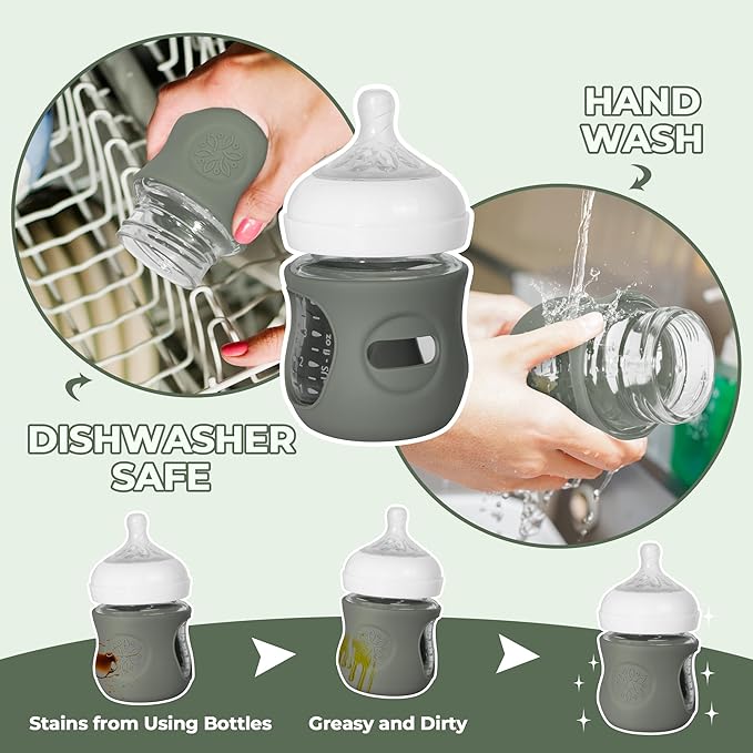 3 Pack Silicone Sleeves for Philips Avent Natural Glass Baby Bottles, Food Grade Silicone Anti Breakage Baby Bottles Holder, Compatible with Philips Avent Glass Natural Baby Bottle 4oz