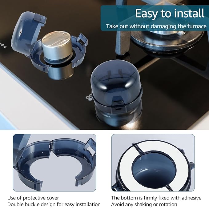 6 Pack Stove Knob Covers for Child Safety, Heat Resistant Gas Stove Knob Locks with Adhesive, Childproof Stove Knob Covers Oven Knob Covers for Kids Safety and Pet Safety