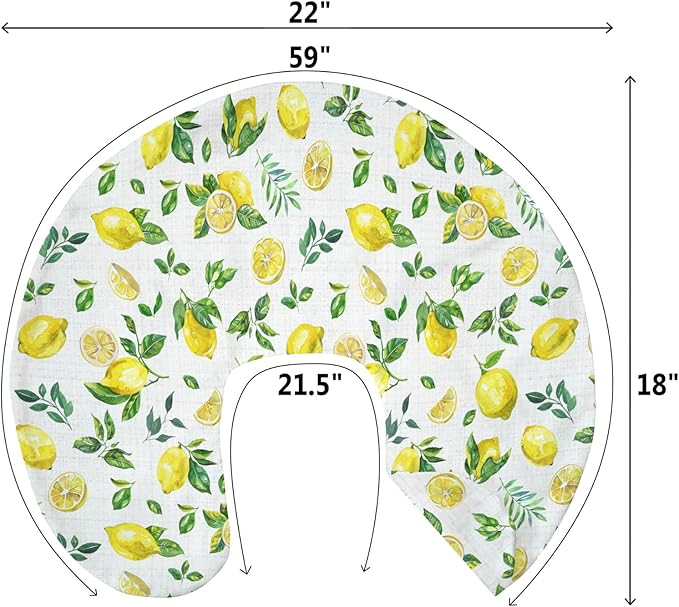 Watercolor Lemons Baby Nursing Pillow Covers for Boy Girl Retro Yellow Lemon Green Leaves Nursery Slipcovers for Breastfeeding Pillows Tropical Summer Fruits Soft Stretchy Covers for Newborn Infant