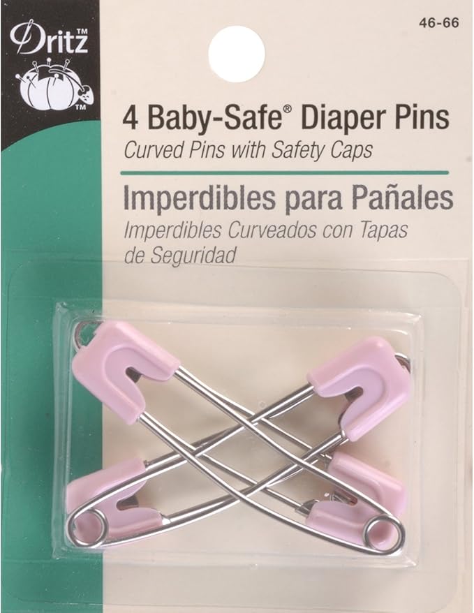 Dritz Pastel Baby-Safe Diaper Pins, 4 Count, Assorted Colors