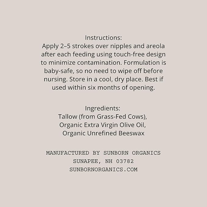 Nipple Balm | Nursing-Safe Lanolin-Free Nipple Cream with 3 Edible Ingredients for Sore or Cracked Nipples | Safe for Baby, No Wipe-Off, Third-Party Tested | Made in USA
