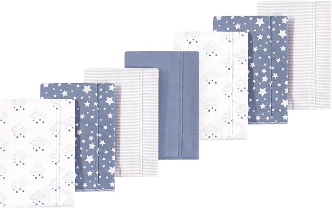 Luvable Friends Hudson Baby Flannel Burp Cloths 7pk, Dreamy Cloud Blue