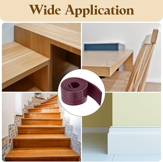 uxcell Bunk Bed Ladder Pad, 6.5ft NBR Self-Adhesive Corner Edge Protector Soft Furniture Corner Guard for Ladder Table Desk Edge, Dark Brown