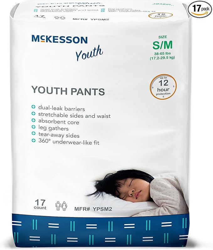 McKesson Youth Absorbent Underwear Small/Medium 38 to 65 lbs. YPSM2, 17 Ct
