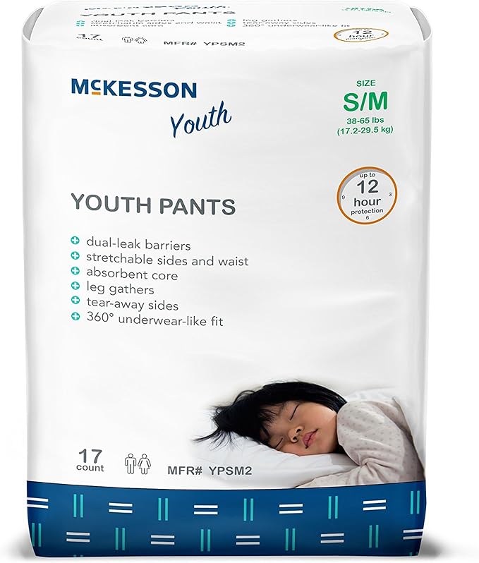 McKesson Youth Absorbent Underwear Small/Medium 38 to 65 lbs. YPSM2, 68 Ct