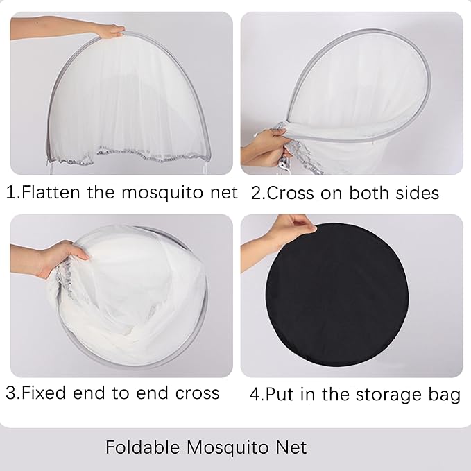 Akiky Bassinet Cover Mosquito Net with Two-Way Zippers Foldable Bassinet Bedside Sleeper Tent to Keep Cats/Bugs Out(White)