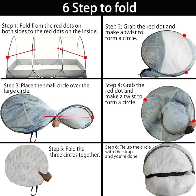 CMINGJ Portable Mosquito Net, Foldable Pop-Up Travel Bed Net, Free Installation Mosquito Tent, for Adults Bedroom Camping Nap Patio L78 x W39 x H35 inch (Single Door with Netting Bottom & Gray Edge)