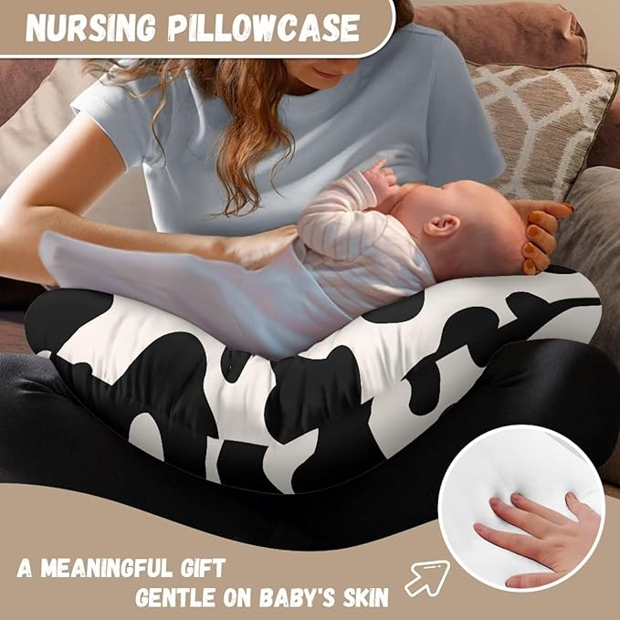 Classic Cow Stripes Pattern Breastfeeding Pillow Slipcover for Baby Breastfeeding Slipcover Infant Newborn Nursery Bottle Pillowcase Baby Essentials