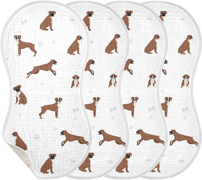 vvfelixl Muslin Burp Cloths Boxer Dog White Baby Washcloths for Baby Girl Boys 2 Pack