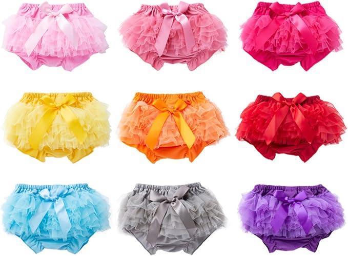 Infant Baby Girls Tutu Skirt Toddler Ruffled 𝐃iaper 𝐂overs Cute Lace Ruffled Tiered Bloomers Bubble Shorts Underwear