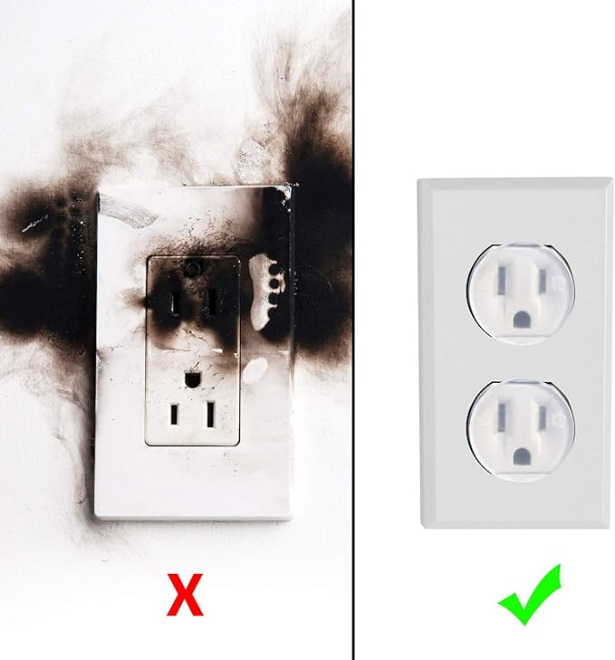 Tiny Patrol Clear Outlet Covers Babyproofing, Electric Plug Protectors, Childproof Socket Covers for Home and Office Protect Toddlers, Babies 15 Count