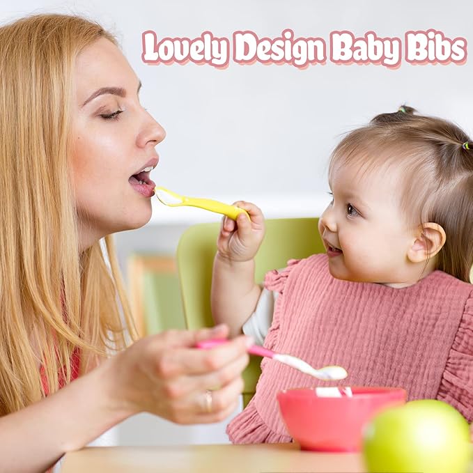 JaGely 12 Pieces Baby Muslin Bibs Bandana Drool Bibs for Boys and Girls Soft Adjustable Baby Cotton Teething and Drooling for Newborn Toddler Infant
