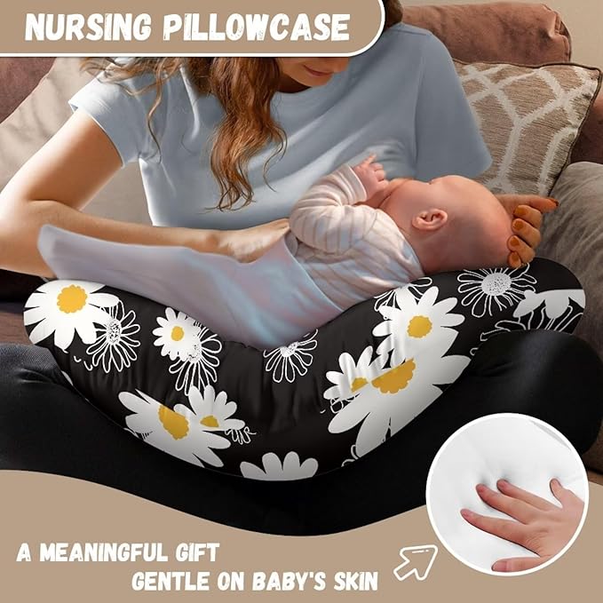 Daisy Nursing Pillow Cover Fits The Original Support for Breastfeeding, Bottle Feeding, and Bonding Pineapple Daisy Comfortable Slipcover for Baby Girl and Boy