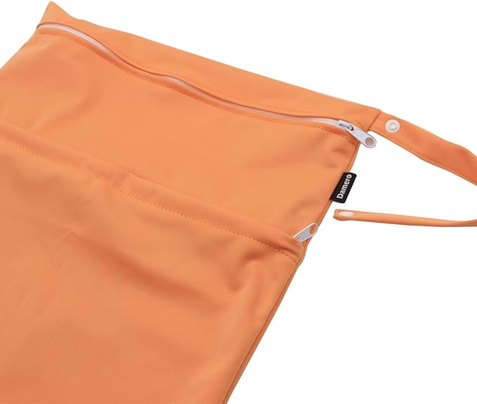 Damero 2pcs Pack Cute Travel Baby Wet and Dry Cloth Diaper Organizer Bag(Medium, Green+Orange)