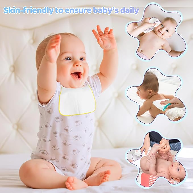108 Packs Flannel Cloth Baby Wipes with Dispenser, Reusable Natural Skin-friendly Baby Wipes, Body Face Hand Washcloth Essential for Cloth Diapers 8x8 inch