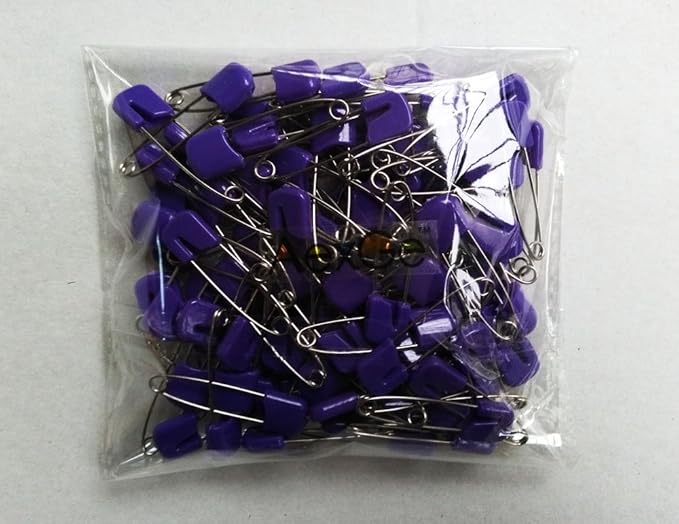 Plastic Head Baby Safety Pin Diaper Pins 1.5inch Cloth Nappy Safety Pins,Pack of 100 (Purple)