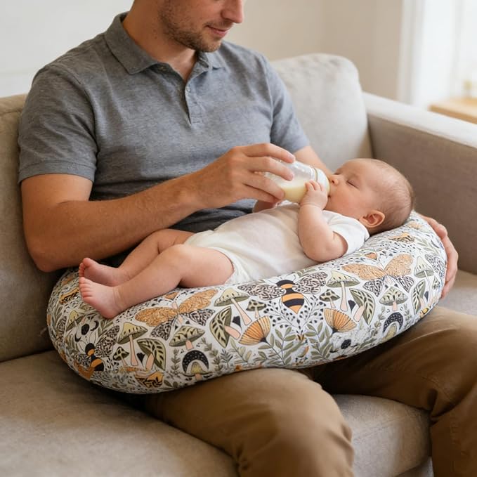 2 Pack Baby Nursing Pillow Cover Newborn U-Shaped Breastfeeding Pillowcase Cushion Cover Stretchy Replaceable Forest&Floral Pillow Cover Slipcover 22.5x21
