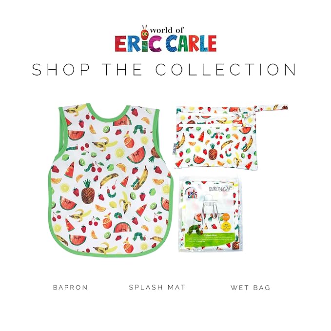 BapronBaby Eric Carle Tropical Fruit Bapron - No Neck Tie Safer Bib for Baby & Toddler - Soft Waterproof Stain Resistant - Machine Washable - Sz Preschool 3-5yrs
