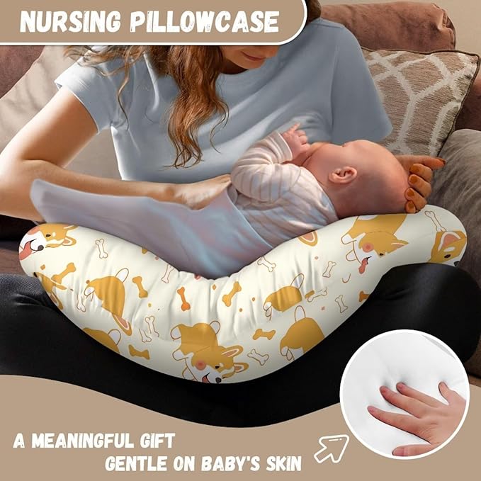 Cute Corgi Girls Boys Nursing Pillow Cover for U-Shaped Feeding Pillow Breastfeeding Super Comfy and Soft for Baby, Baby Mom Essentials, 2 Packs