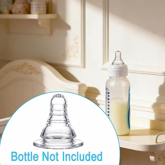 Silicone Nipple Compatible with Dr. Brown’s Natural Flow Level 2 Narrow Bottle, Medium Flow, 3m+, 8Pcs
