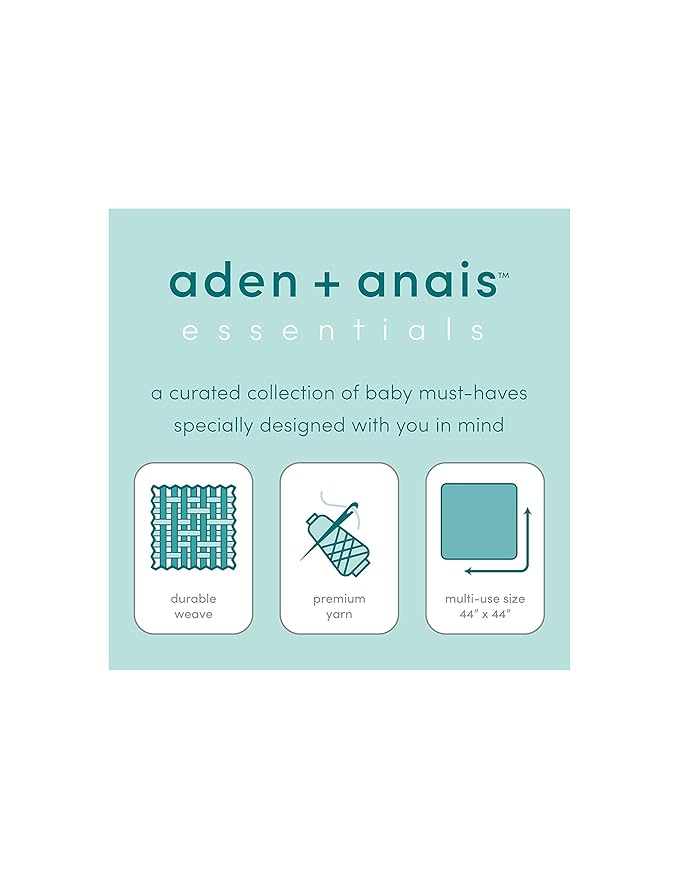 aden + anais Essentials Changing Pad Cover, 100% Cotton Muslin, Super Soft & Breathable, Tailored Snug Fit, Single, Natural History