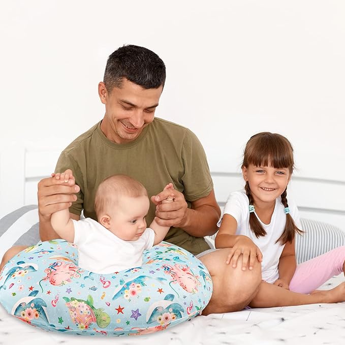 DILIMI Nursing Pillow Cover Stretchy Removable Cover for Breastfeeding Pillows, Ultra Soft Comfortable Slipcover for Baby Girl and Boy, Ocean World