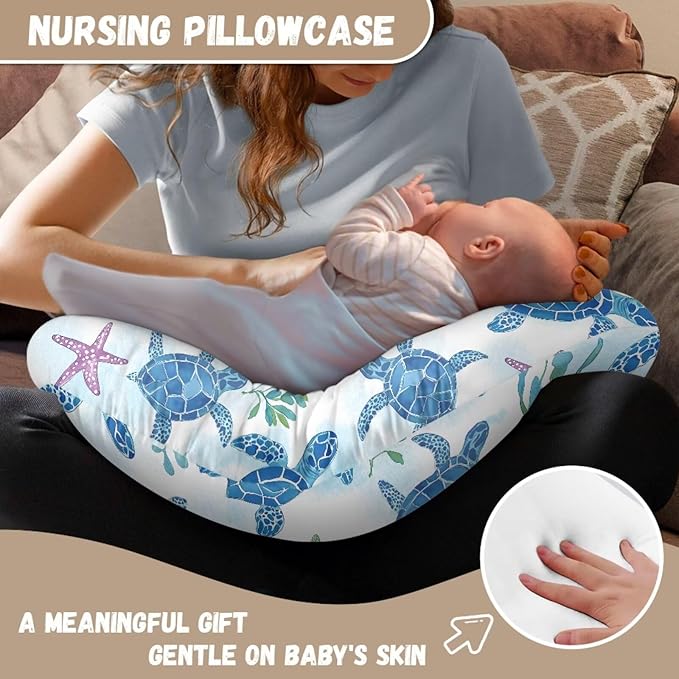 Sea Turtle Pillow Case Soft and Comfy Breastfeeding Pillows Covers, Snug Fits Nursing Pillow Slipcovers for Boys Girls, Machine Washable