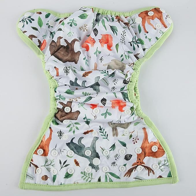 One Size Cloth Diaper Cover Snap With Double Gusset (Woodland)