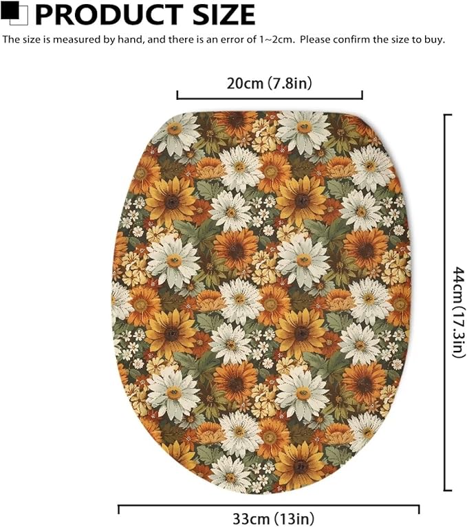 Fall Toilet Seat Covers - Polyester Fabric Toilet Tank Covers - Soft, Keep Clean & Tidy - Suitable for Public Bathrooms