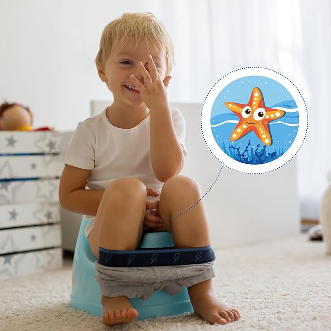 Geyee 24 Pcs Potty Training Stickers Potty You Pee on Toilet Reveal Stickers Chart Reusable Pee Decals Color Changing Seat Toilet Targets for Boys Girls Kids Training Use(Marine Animal)