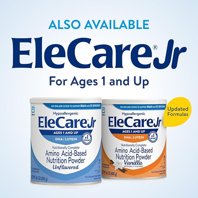 EleCare Hypoallergenic Amino Acid-Based Infant Formula, Complete Nutrition for Food Allergies and GI Conditions, Amino Acid-Based Baby Formula Powder, 14.1-oz Can (Pack of 6)