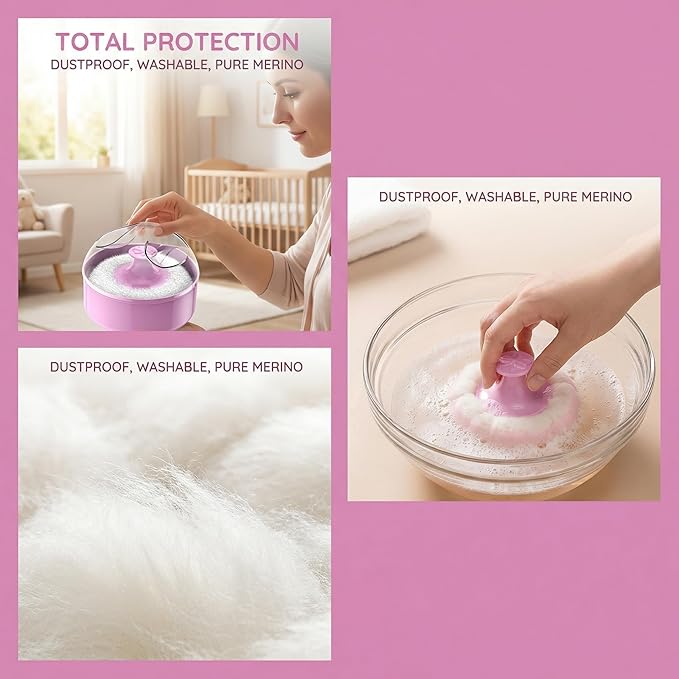 1 Set Baby Body Cosmetic Powder Puff and Container Case Infant Kid Powder Puff Empty Loose Powder Box Large Powder Puff