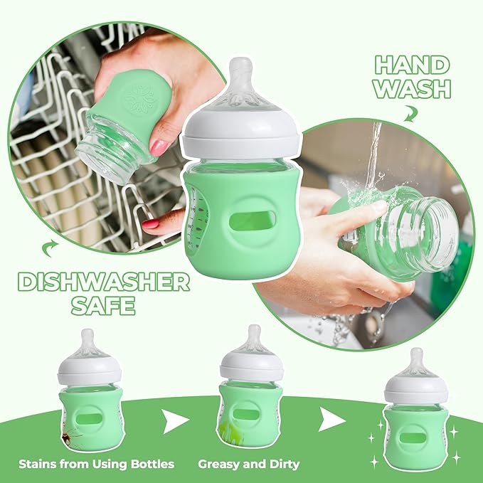 3 Pack Silicone Sleeves for Philips Avent Natural Glass Baby Bottles, Food Grade Silicone Anti Breakage Baby Bottles Holder, Compatible with Philips Avent Glass Natural Baby Bottle 4oz