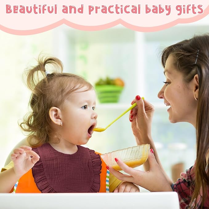 Kenning 18 Pcs Muslin Drool Baby Bibs Ruffle Absorbent Bib with Snap Button Boy Girl for Drooling Teething Infant Newborn