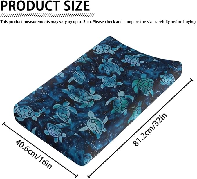 Changing Pad Covers for Boys Girls, Blue Sea Turtle Diaper Changing Table Pad Cover Soft Breathable Changing Mat Cover for 32''x16" Cute Birthday Gifts for Baby