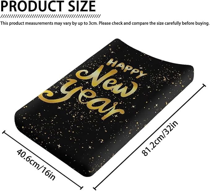 Changing Pad Cover Lightweight Waterproof Universal Tray Table Mat Cozy Washable Stretchy Diaper Changing Mat Cover Happy New Year Breathable Cradle Sheets