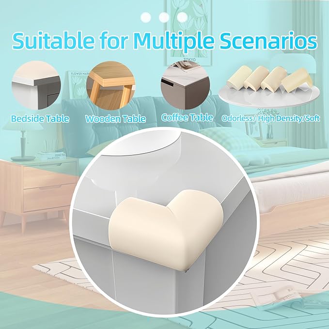 ZOMPAGO Baby Proofing Edge Protector, Foam L-Shape Self-Adhesive Corner Guards, 10 PCS Baby Crib Bumper Pad, Wall & Corner Protector Baby, Foam Corner Protectors for Nursery Kitchen Fireplace