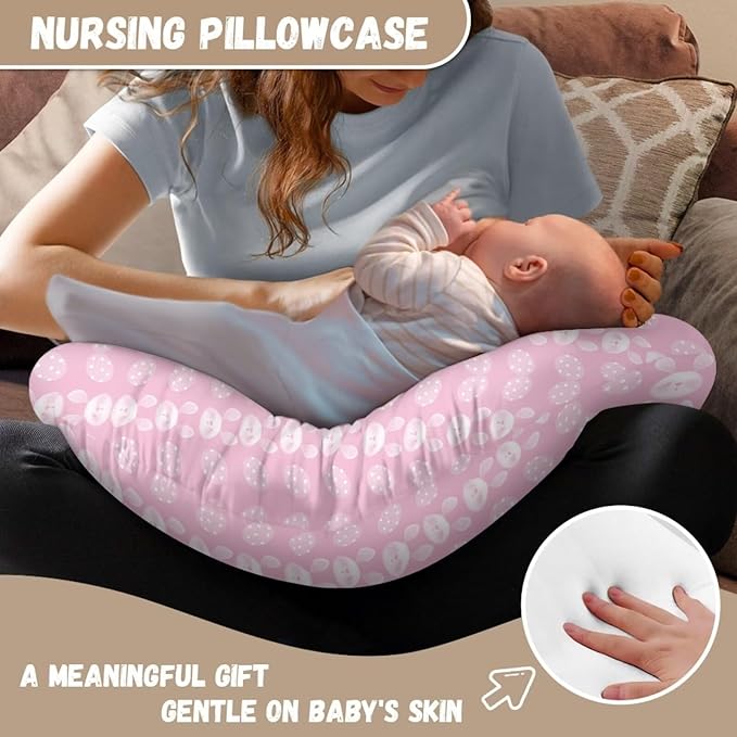 Cute Cartoon Rabbit Baby Nursing Pillow Cover for Newborn, Stretchy Replaceable Pillow Cover Slipcover U-Shaped Breastfeeding Pillowcase Cushion Cover