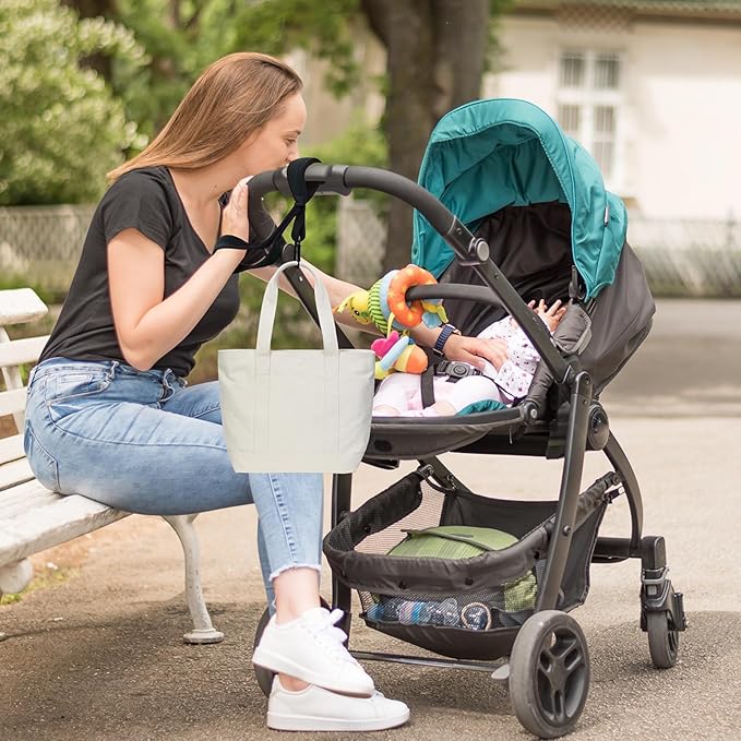 Baby Leash Handle Strap for Baby Stroller Handle Strap for Baby Stroller Safety Wrist Leash with Hooks for Storing Items Security-Accessory for Child Safety Compatible with Most Strollers (Black)