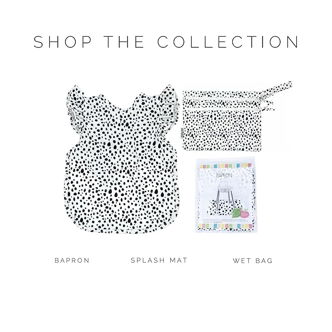 BapronBaby Flutter Organic Dot Bapron - No Neck Tie Safer Bib for Baby & Toddler - Soft Waterproof Stain Resistant - Machine Washable - Sz Baby/Toddler 6m-3T