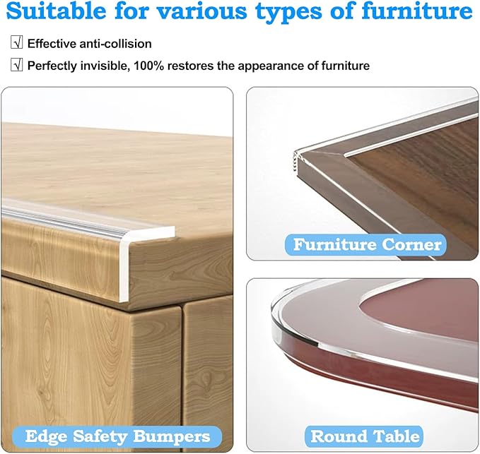 13.12 FT Edge Corner Protector Baby Proofing,Soft Clear Furniture Table Corner Guard & Edge Safety Cabinet Door Bumper,Crib Bumpers,Wall Protector(Width 2.6 in,Thickness 0.08 in)