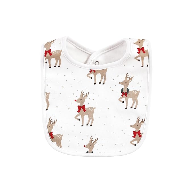Hudson Baby Unisex Baby Cotton Bib and Sock Set, Fancy Rudolph, One Size