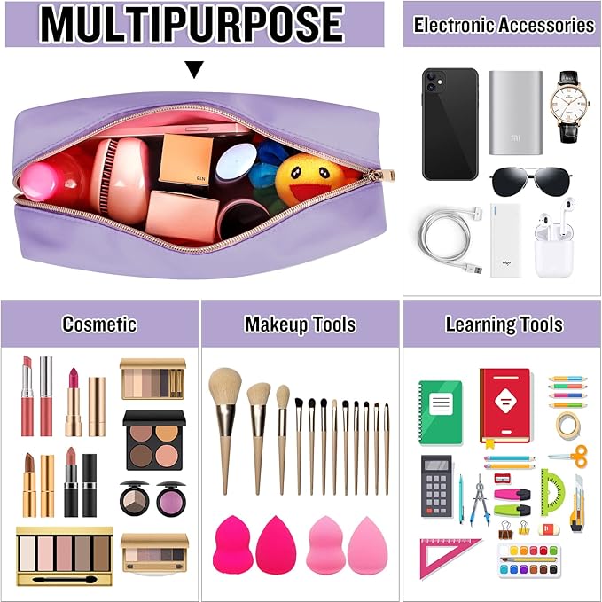 Chenille Letter Clear Makeup Bag with Zipper and Waterproof Nylon Material