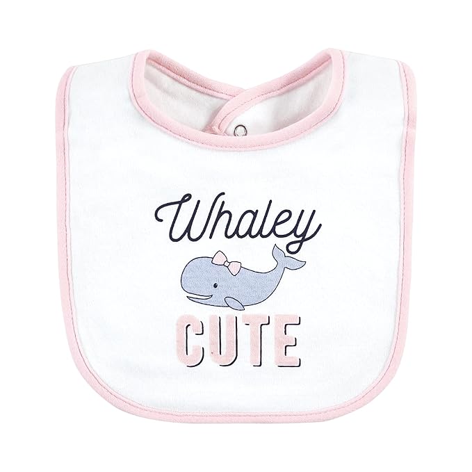 Hudson Baby Unisex Baby Cotton Bibs, Whaley Cute Girl, One Size