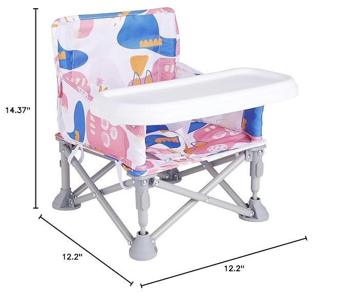 Portable Baby Booster Seat with Tray, Toddler Booster seat for Dining, Camping, Travel, Baby Beach Chair 6 Months to 3 Years Old Indoor Outdoor Use CH2408