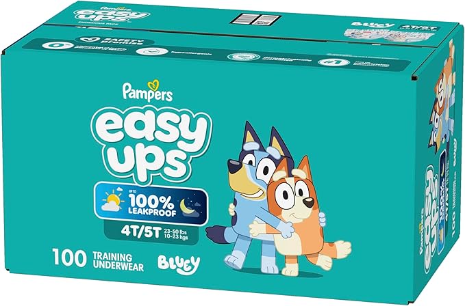 Pampers Training Pants - Easy Ups Boys & Girls Bluey - Size 4T-5T, 100 Count, Children's Potty Underwear (Packaging May Vary)
