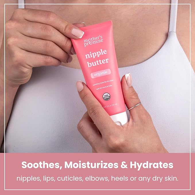 Organic Nipple Butter for Breastfeeding Mothers | Lanolin Free Nipple Cream, Safe for Nursing Moms & Babies | No Need to Wash Balm for Dry Skin & Breast Feeding, Breastfeeding Essentials (2 Pack)