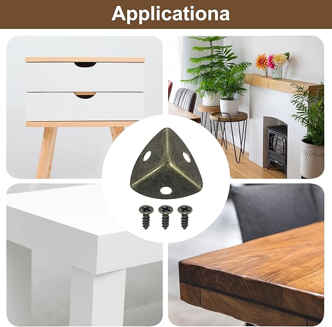 uxcell 32 Pcs Metal Box Corner Protectors 1.18"x0.79" Table Corner Guards Decorative with Mounting Screws for Storage Box Cabinets Wooden Chest, Bronze