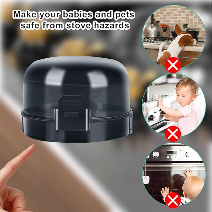 Parents Reassuring Choice - Gas Stove Knob Locks and Oven Lock, with Double-Sided Tape, Gas Stove Child Safety Knob Locks, Protecting Children/Pets' Safety
